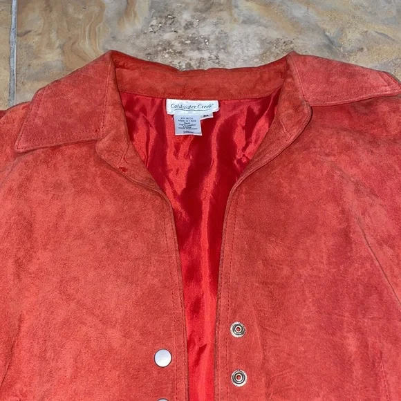 Coldwater Creek size medium rust orange 100%  vintage suede leather jack… - Picture 5 of 11